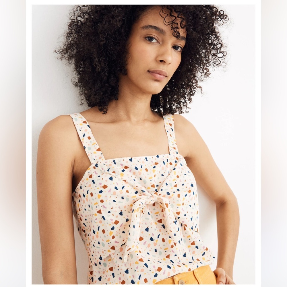 Madewell Tie-Front Cami Top in Terrazzo Sz 6